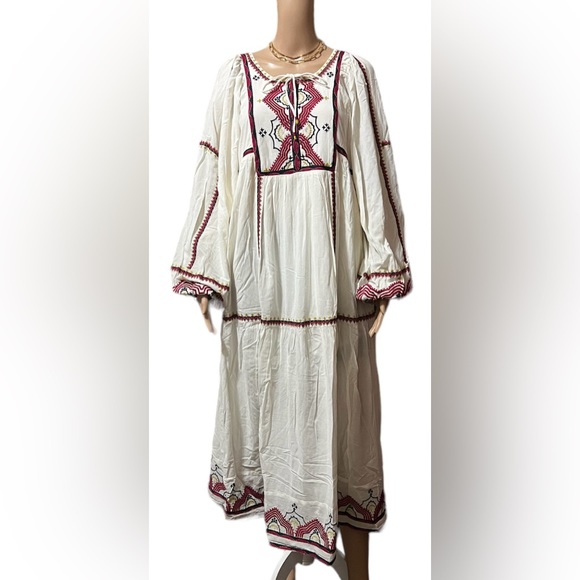 Free People Sweet Escape Midi Boho Peasant Dress in Cream Combo Size XS … - Picture 2 of 10